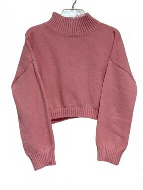 SHEIN Women's Pink Acrylic Crop Pullover Sweater Size S